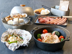 #夕食 みんなで楽しくBBQ!地元食材をふんだんに使用しております。