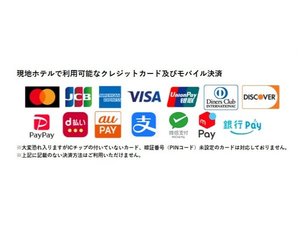 利用可能なクレジットカード及びモバイル決済