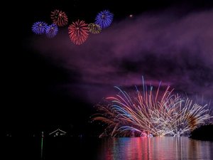 宿から見える、黒船祭の花火