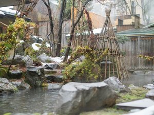 【冬の中庭】都会を離れ、湯けむりと静寂に癒される大人の休日