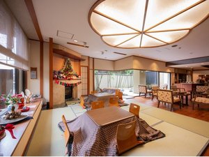 【こたつラウンジ】雪景色を見ながらあったかーい空間で安らぐ時間を