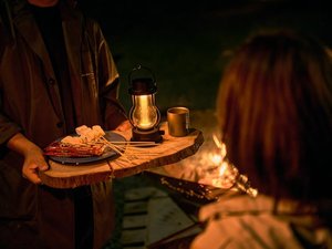 食後には焚き火を囲んでマシュマロ&Hygge Time♪