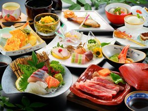 【夕食】スタンダード会席一例※季節や仕入れ状況によって料理内容が変更となります。ご了承ください。