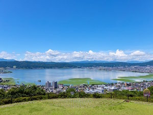 【立石公園】諏訪湖を見渡す絶景スポット/澄んだ空気の中、愛犬とのんびりお散歩