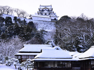 玄宮園(建物:鳳翔台&八景亭)と彦根城天守