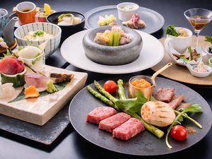 プレミアム会席【常陸牛のセルフ鉄板焼き】(※季節によりメイン料理の内容が変わることもございます)