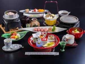 「信州プレミアム牛の陶板焼付会席」<一例>
