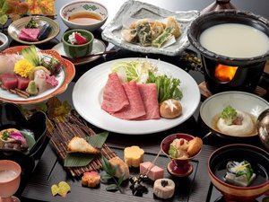 甘みとこくのある佐賀牛をしゃぶしゃぶで。料理長が腕をふるう冬の佐賀牛付会席(冬料理一例)