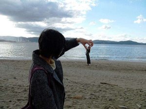 ホテル前ビーチにて
