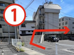 無料提携駐車場(タイムズ琴平こんぴら前)からホテルまでの案内図@