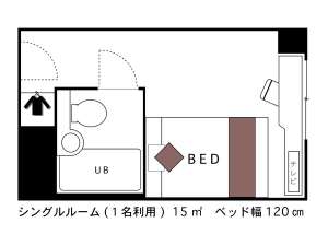 ☆シングルルーム☆■広さ15平米■★間取り図★