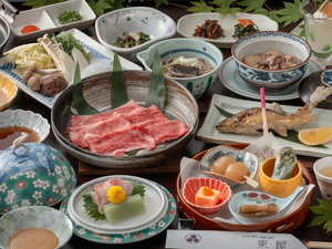 ■夕食一例|米沢牛会席(しゃぶしゃぶ)