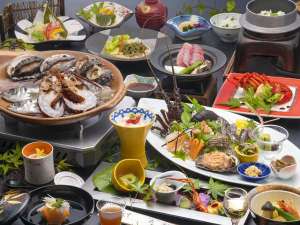 浜焼き+伊勢海老・鮑込みお刺身盛付き和会席コースイメージ【板長お任せプラン】の豪華和会席コース