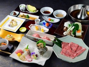 【夕食|松阪牛しゃぶしゃぶコース】職人の技で余すところなく堪能いただける贅沢なコース。