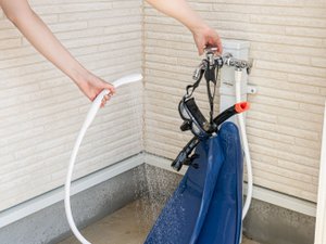 施設入り口に洗い場完備しております