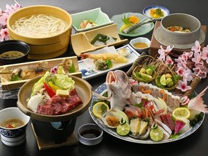季節限定「阿波牛陶板焼き&桜鯛」