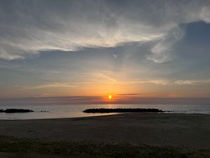 湯野浜海岸に沈む夕日
