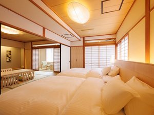 【2025年7月改装】和室ガーデンデラックス 最大幅280cmの大型ベッドを配したベッドルーム