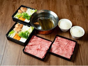 ご夕食イメージ(しゃぶしゃぶ2名様分)お好みの時間に調理して、お召し上がりいただけます。