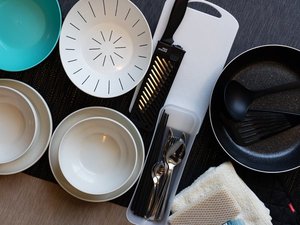 食器・調理器具などキッチンセット貸出サービスあります。(数に限りあり)