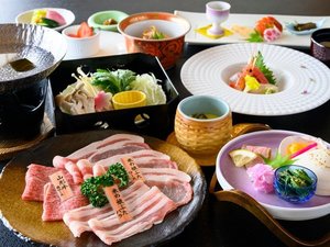 ブランド豚「米の娘豚」と山形牛の食べ比べ!山形の美味をお楽しみください