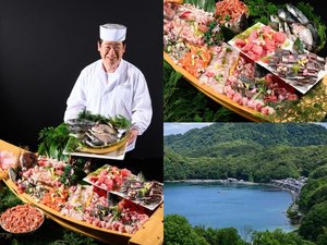 〈Dinner Buffet〉地魚お造りの船盛 料理長が漁港で目利きをした地魚を使用