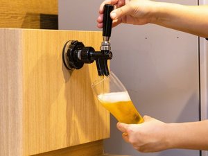 無料の生ビール 到着後や湯上りの1杯にいかがですか