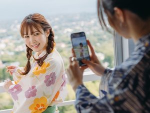 大パノラマを背景にした写真は、映え間違いなし!