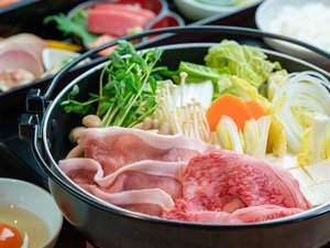 那須和牛サーロインと郡司豚のすきやき