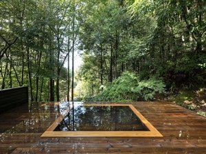 どの客室露天風呂からも森