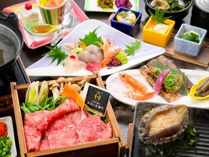 【椿会席】おおいた和牛しゃぶしゃぶ&鮑踊り焼きが二大メインのスタンダード会席