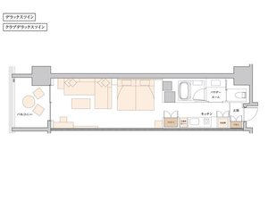 平面図:デラックスツイン(42平米)・レイアウトはお部屋により異なる場合がございます。