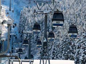 ゴンドラで一気に山頂へ!しばし空中散歩をお楽しみください♪