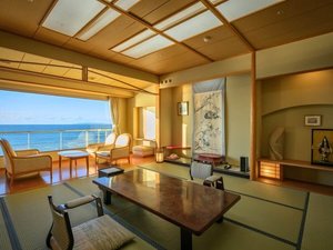 【そよ風館最上階和洋室『海楼』】露天風呂付きの最も広い和洋室。※給湯式(温泉ではございません)