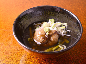 *【夕食(一例)】やわらかくもちもちっとした食感の蕎麦だんご。