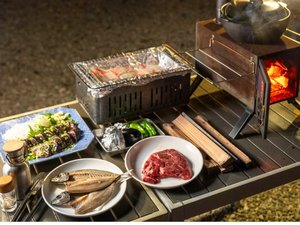 『体験』　藁やきカツオタタキ＆薪炊き土鍋ご飯、BBQ体験 ・キャビン棟・定員4名