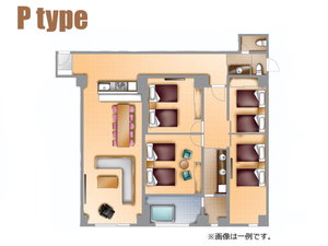 【プレミアムルーム間取り図】10名まで利用可能な4LDKの客室。※写真は一例です。