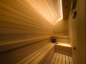 【デラックス サウナルーム(整)】木の温もりに包まれたプライベート空間のサウナ