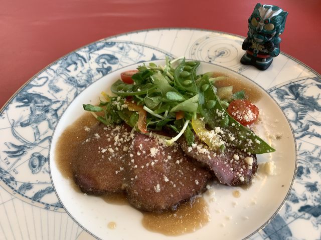 コースランチの前菜 ローストビーフのサラダ_国民宿舎レインボー桜島