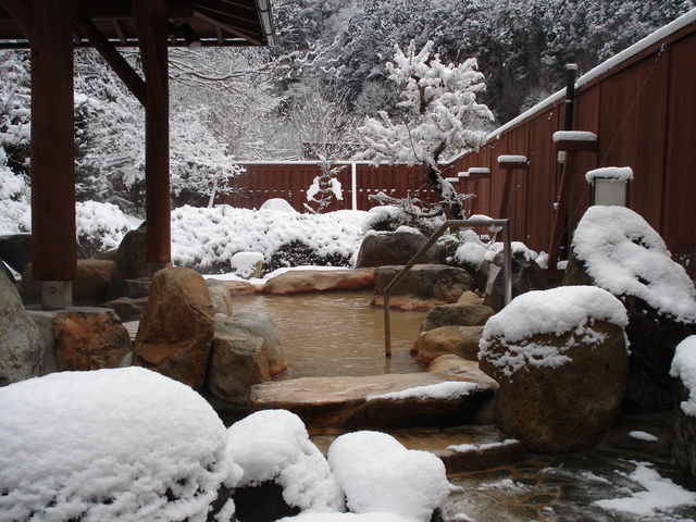 冬は風情ある雪見風呂_巌立峡ひめしゃがの湯