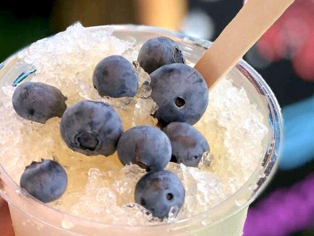 �����X�Ƀu���[�x���[���悹�āA��₵�Ȃ���H�ׂ�̂����X�X���ł��B_�u���[�x���[�̐X�@���Â݂�