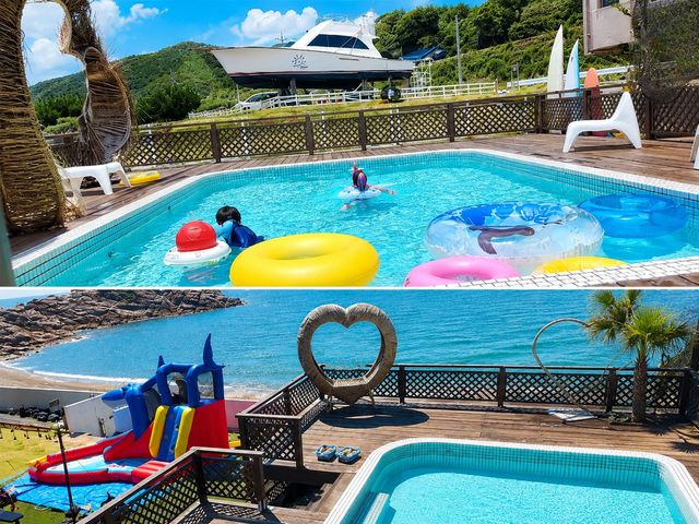 �ċG����A�v�[���͂��q�l����l���y���߂܂�_seaside villa HILIFE