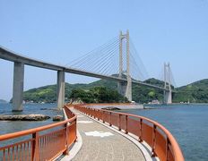 呼子大橋夕日（佐賀県唐津市）風景画　クレパス画原画 呼子大橋夕日（佐賀県唐津市）風景画 クレパス画原画 組付けろ