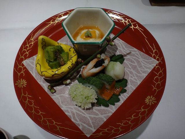 夕食の先付け。_尾上温泉