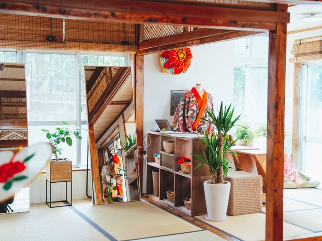 �J�̓��ɂ͌Ö��Ƃ̓X���ŎB�e����_OKINAWA KIMONO��