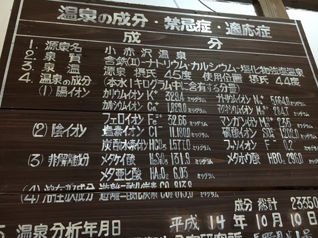 温泉成分の種類も豊富ですが、量も多くまさに濃いお湯です!_小赤沢温泉楽養館