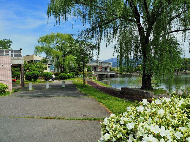 五月の釜口水門_岡谷湖畔公園